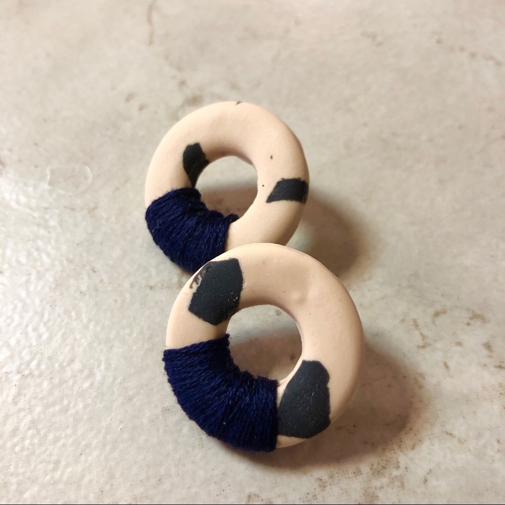 Polymer clay with thread earrings